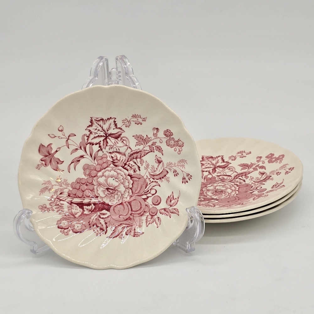 Four (4) Royal Doulton The Kirkwood Red Saucers